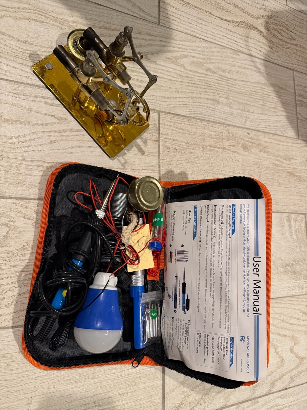 Portable Electronics Repair Kit with Blue LED Bulb